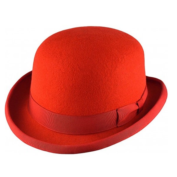 Red Bowler Hat Derby Bowler Hats Wool Derby Hats Sombreros de Copa waverleyg Bowler hat man Bowler hat woman de bowler dapper day man