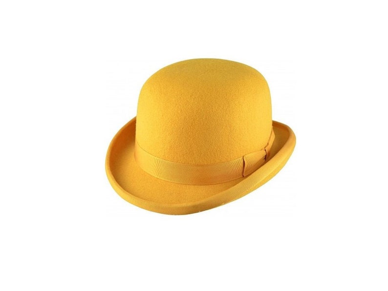 Yellow Bowler Hat Bowler Hat Mustard Yellow Derby Bowler Wool Derby Hat Bowler Hat Zylinder Hut