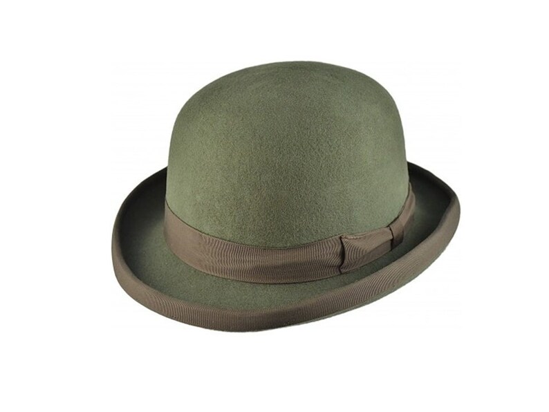 olive green bowler hat