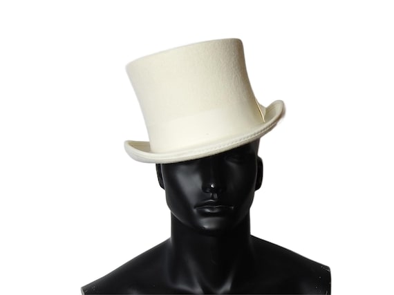 Uomo Cappello Cilindro Sposo Cappello A Cilindro In Lana Bianco