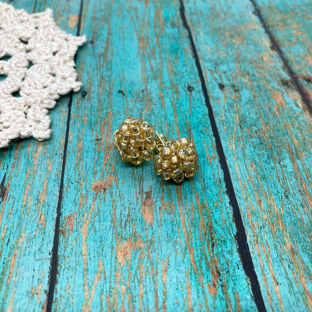 Beaded Crochet Stud Earrings Etsy