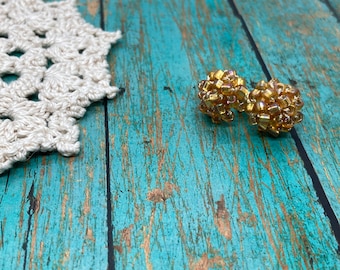 Beaded crochet stud earrings