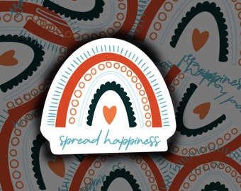 Spread Happiness Sticker, Stickers For Laptop, Stickers For Hydroflask, Sticker Pack, Stickers Laptop, Stickers For Planner, Gift For Her