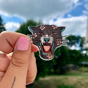 Panther Pin, Acrylic Pin, Enamel Pins, Button