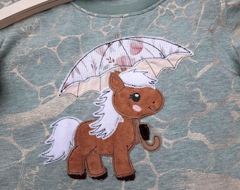 Doodle embroidery file, Pony Rainy embroidery design, horse, machine embroidery, PES, DST, JEF etc., horse love, horse, applique in 5 sizes