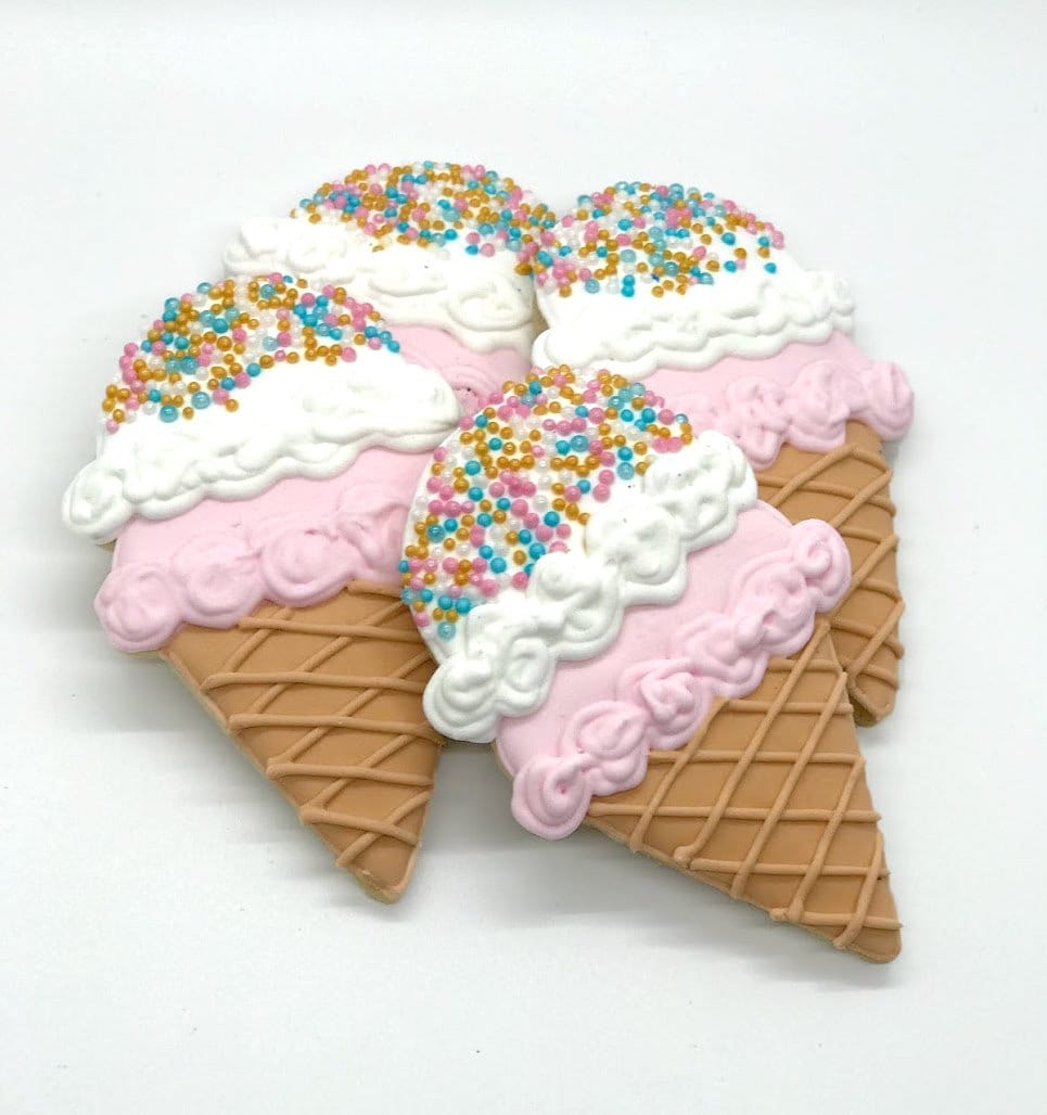 12 Ice Cream Cone with Sprinkles Iced Cookies Perfect for: Birthday Parties, Celebrations, KOSHER PARVE, Dairy-free