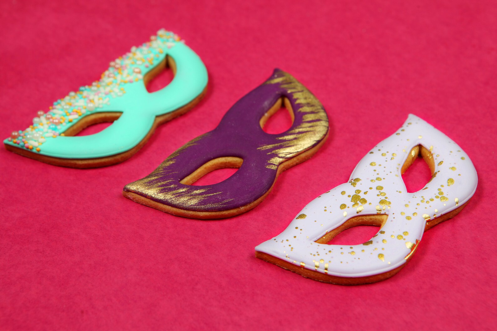 12 Gilded Mask Cookies Assorted Colors Awesome for Purim Etsy