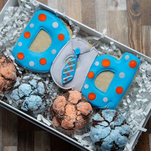 personalized gifts for dad - Father's Day Gift Set - Iced Cookie with Luxe Cocoa Crinkle Sandwich Cookies KOSHER PARVE