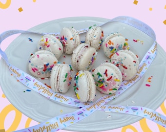 Happy Birthday Macaron Gift Set! White Funfetti, Kosher, Gluten–free, Dairy–free, Birthday Gift, Birthday, Birthday Macarons, Macarons