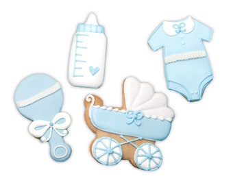 Blue Baby Shower Cookies, Assorted Baby Boy Theme, 12 Piece, Kosher