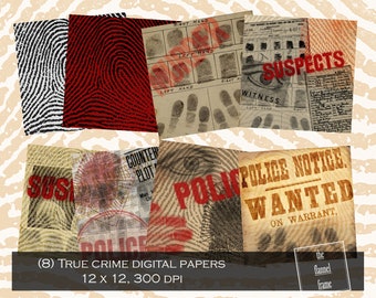 Murder Mystery Halloween digitaal papier - Instant Download - True Crime vintage collagecollectie voor scrapbooking, feest, ambachtelijke projecten