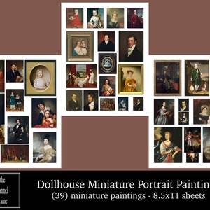 Dollhouse Miniature Paintings - 39 Antique Portraits - Instant Printable Pictures - Digital Download -  Wall Art Decor