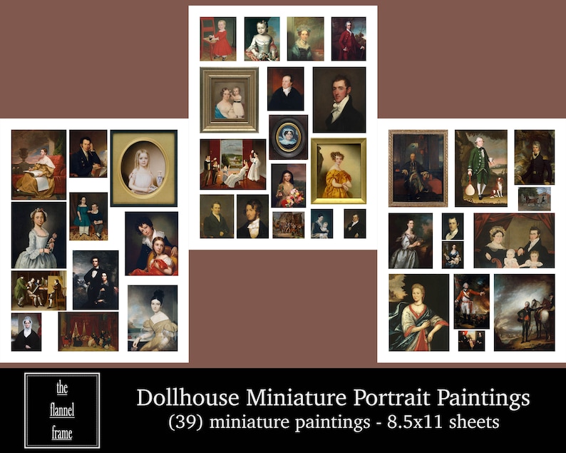 Dollhouse Miniature Paintings 39 Antique Portraits Instant Etsy