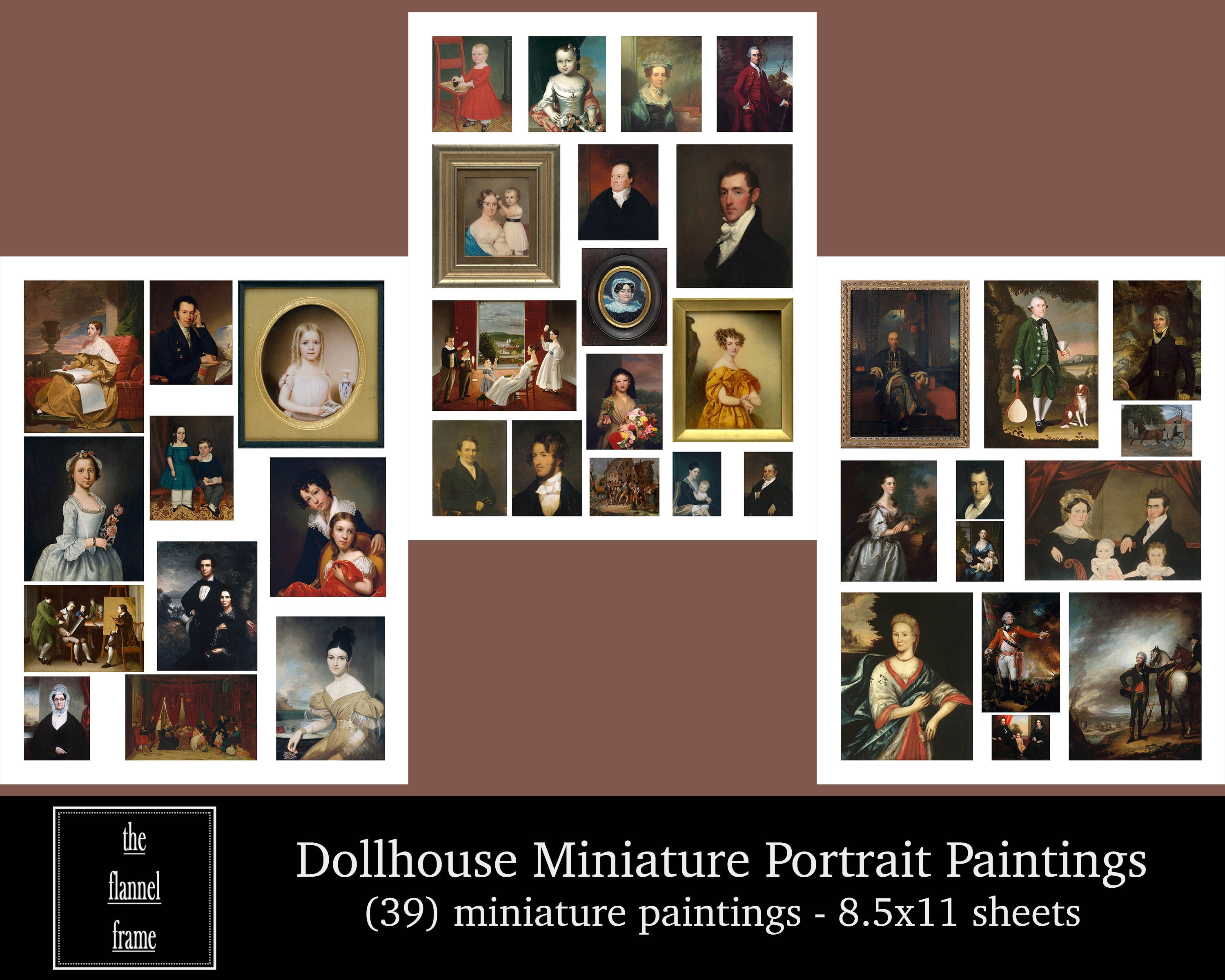 Dollhouse Miniature Paintings 39 Antique Portraits Instant - Etsy