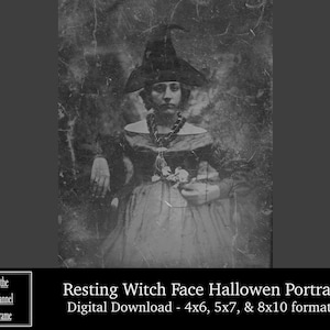 Vintage Halloween Portrait Photo - Spooky Witch Victorian Photograph - Printable Picture - Download Decoration - Scary, Macabre, Creepy