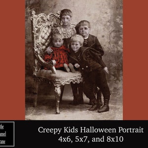 Halloween Portrait Photo - Creepy Kids Photograph -Vintage - Picture Download - Mantle, Wall art - printable decoration - scary creepy decor
