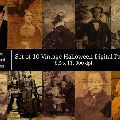 Vintage Halloween Portraits Printable Paper Antique - Etsy