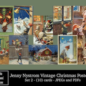 Cartões postais suecos vintage - Jenny Nystrom - Pacote de download digital - Cartão clássico para impressão 4x6 - Coisas efêmeras vitorianas antigas