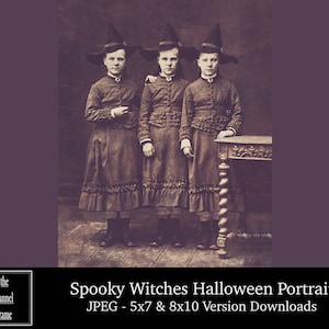 Vintage Halloween Portrait Photo - Spooky Witch Victorian Photograph - Printable Picture - Download Decoration - Scary, Macabre, Creepy
