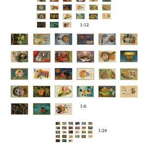 Cartoline di Halloween in miniatura della casa delle bambole - 27 carte vittoriane vintage - Download digitale stampabile istantaneo - Varie scale - Accessori