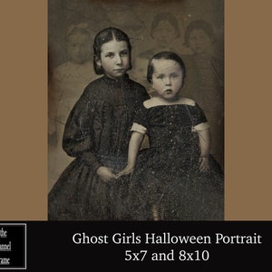 Vintage Halloween Portrait - Creepy Girls and Ghosts Victorian Photograph - Photo Download - Printable Picture Decoration - Scary, Spooky