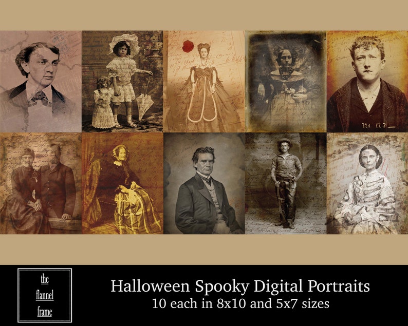 Vintage Halloween Portraits Printable Photos Antique Etsy