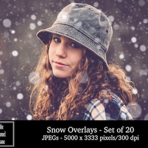 Realistic Snow Overlays - Bokeh Overlay - Falling Snow Photoshop  JPEG ChristmasLayer for Photography - Winter Blizzard Snowstorm Flurries