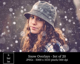 Realistische sneeuwoverlays - bokeh-overlay - vallende sneeuw Photoshop JPEG kerstlaag voor fotografie - winterblizzard sneeuwstormen