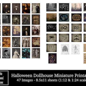 Halloween Puppenhaus Miniatur Fotos - 47 Vintage Fotos und Wandkunst, sofort druckbare Bilder, digitaler Download