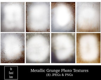 Photo Textures & Overlays - Set of 8 JPEG and PNG Digital Downloads - Vintage Rustic Metal Grunge Style Frames for Photography
