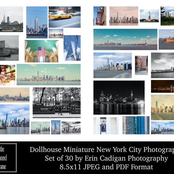 Dollhouse Miniature New York City Photographs - 30 Photos - Instant Printable Pictures - Digital Download -  Wall Art, Panoramic, Skyline