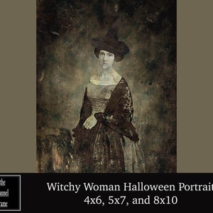 Vintage Halloween Portrait Photo - Spooky Witch Victorian Photograph - Printable Picture - Download Decoration - Scary, Macabre, Creepy