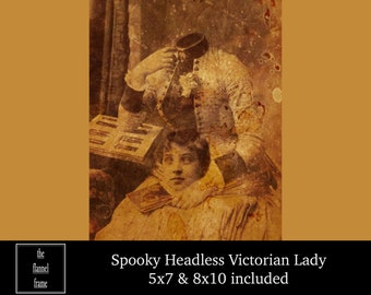 Vintage Halloween Photography - Spooky Headless Victorian Woman Portrait - Photo Download - Printable Photo - scary creepy decoration