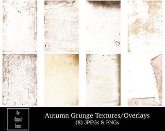 Photo Textures and Overlays - Autumn Grunge - Set of 8 JPEG and PNG Digital Downloads - Vintage Rustic Style for Photography