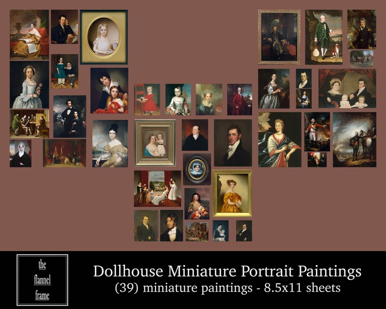 Dollhouse Miniature Paintings 39 Antique Portraits Instant | Etsy