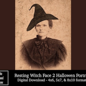 Vintage Halloween Portrait Photo - Spooky Witch Victorian Photograph - Printable Picture - Download Decoration - Scary, Macabre, Creepy