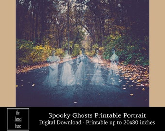 Halloween-spookfoto - spookachtige Victoriaanse dame spookportret - foto downloaden - afdrukbare afbeelding - enge, enge, macabere decoratie
