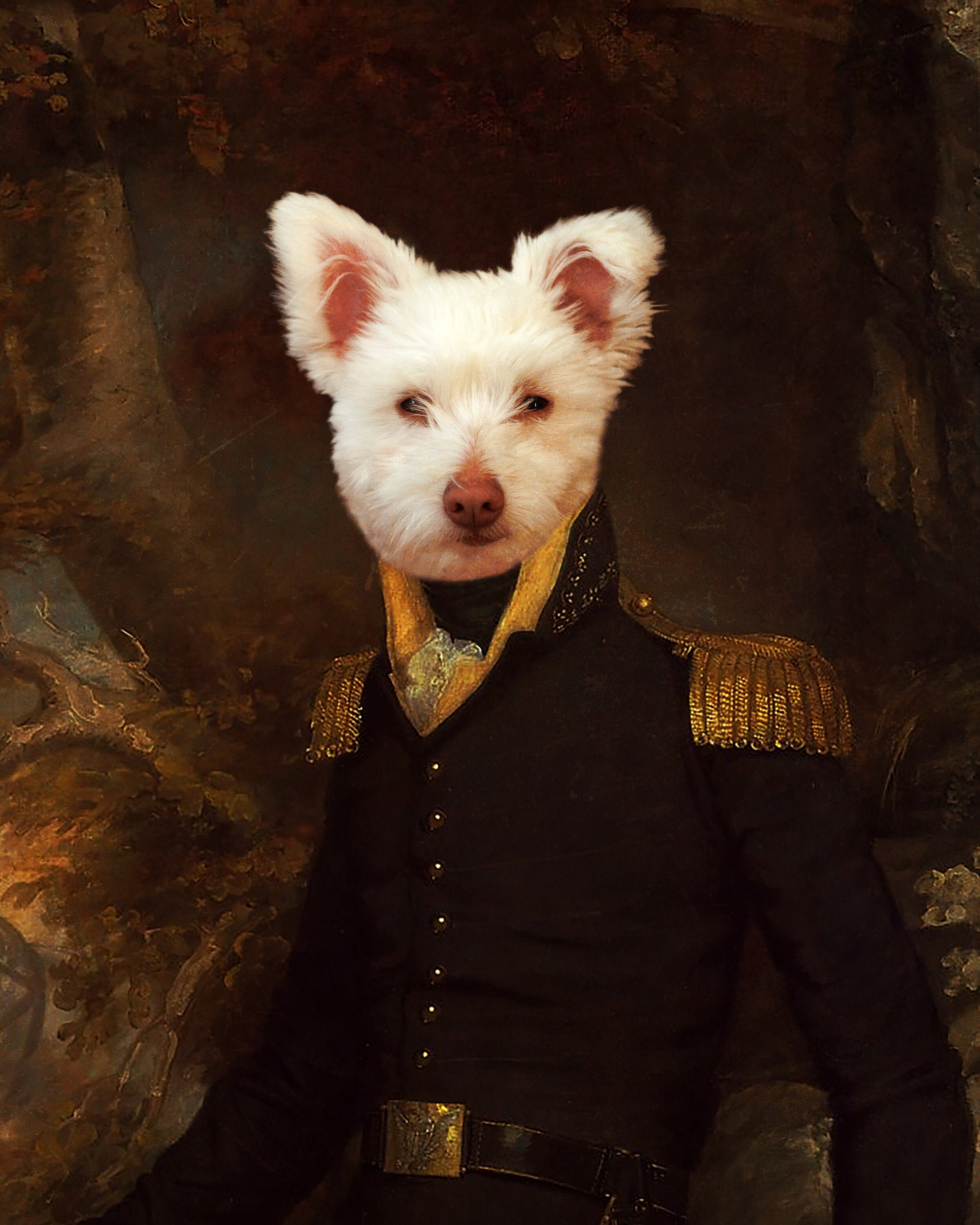 Custom Pet Portrait Military General Dog Vintage Art Etsy