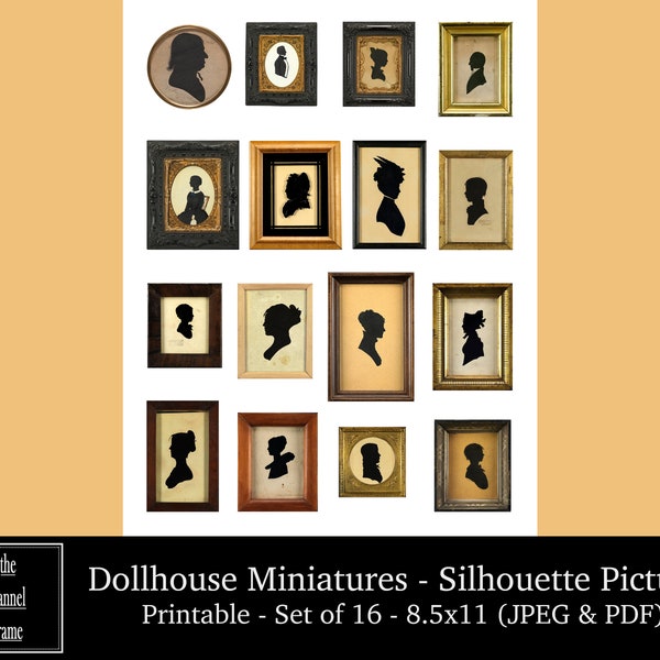 Dollhouse Miniature vintage Silhouettes - 16 Photos anciennes - Images imprimables instantanées - Téléchargement numérique - Deux tailles - Accessoires