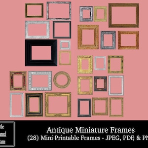 Marcos antiguos en miniatura para casas de muñecas: 28 imágenes vintage imprimibles al instante en páginas de 8,5 x 11 pulgadas - Descarga digital