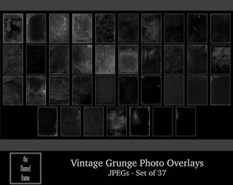 Vintage Grunge Style Photo Textures & Overlays - Set of 37 JPEGs for Photography Editing