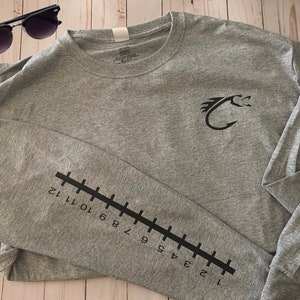 Camicia da pesca a maniche lunghe, camicia per misurare il pesce, camicia con righello, camicia per misurare il pesce, regalo per pescatore, regalo per il papà, regalo per il marito, pesca, pesce, papà