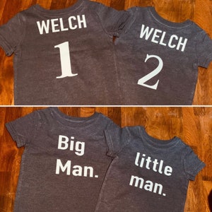 PERSONALIZED MATCHING SHIRTS,Matching boys shirts,matching brother shirts,boy shirt,personalized shirts,big man,little man,kids shirt, match image 1