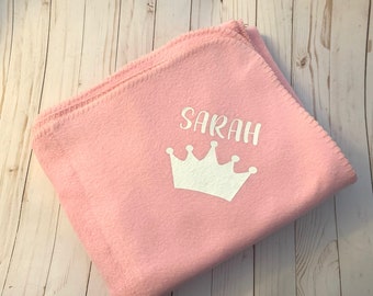 Cobertor 50x60, cobertor de lã, cobertor de coroa, cobertor de princesa, presente de bebê, presente de chá de bebê, cobertor personalizado, cobertor de menina, presente de bebê, macio