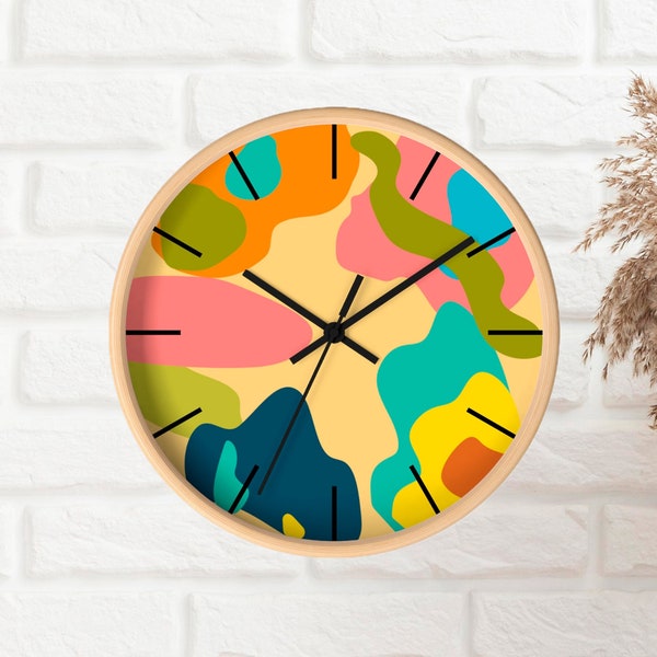 Mid century modern wall clock unique,  Abstract wall clock, Kitchen wall clock