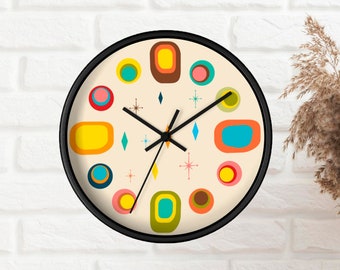 Mid century modern wall clock, Living room wall decor, Abstract wall clock mid century office decor