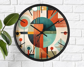 Mid century modern wall clock, Living room abstract wall decor, Unique office wall clock
