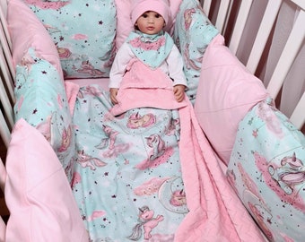 unicorn mini crib bedding