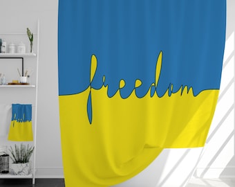 Freiheits-Duschvorhänge, Badezimmervorhang in den Farben der Ukraine, blau-gelbes Badezimmerdekor, Geschenke zum Thema Ukraine