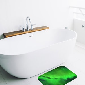 Modern Minimalist Bath Mat, Emerald Green Bathroom Decor, Abstract Unique Bath Rug - Etsy